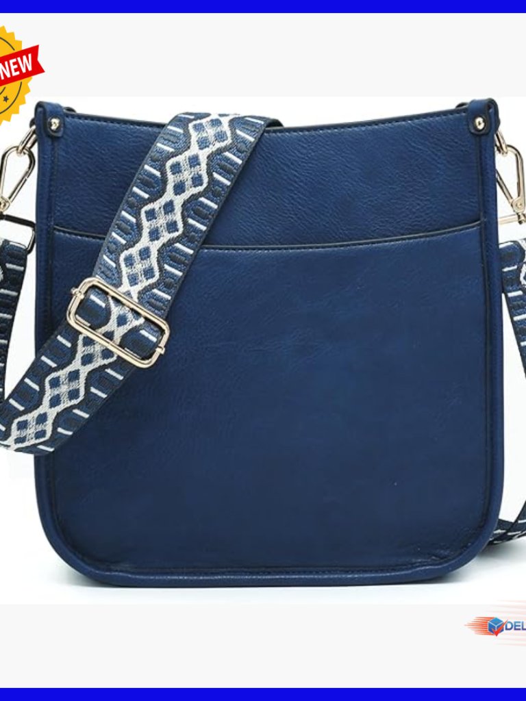 Vegan Leather Crossbody Hobo Bag With Adjustable Guitar Strap, Medium Size